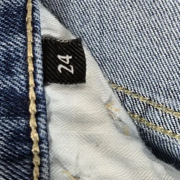 7 For All Mankind Easy Slim Jeans Womens 24 Blue High Rise Straight Stretch - Picture 5 of 11